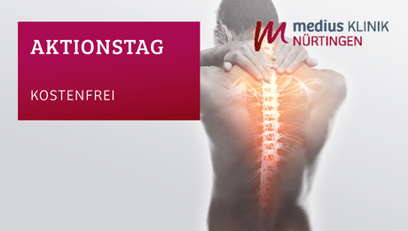 Rücken eines Mannes mit leuchtender Wirbelsäule als Symbol für den Aktionstag Rückengesundheit an der medius KLINIK NÜRTINGEN