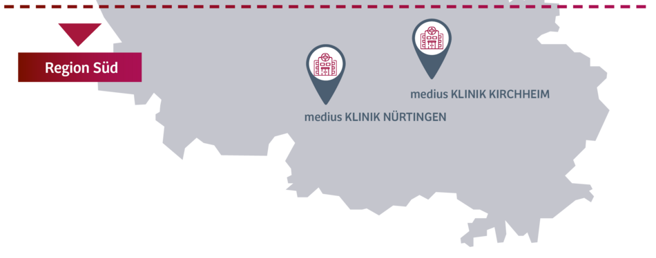Versorgungsregion Süd mit den medius KLINIKEN in Kirchheim und Nürtingen