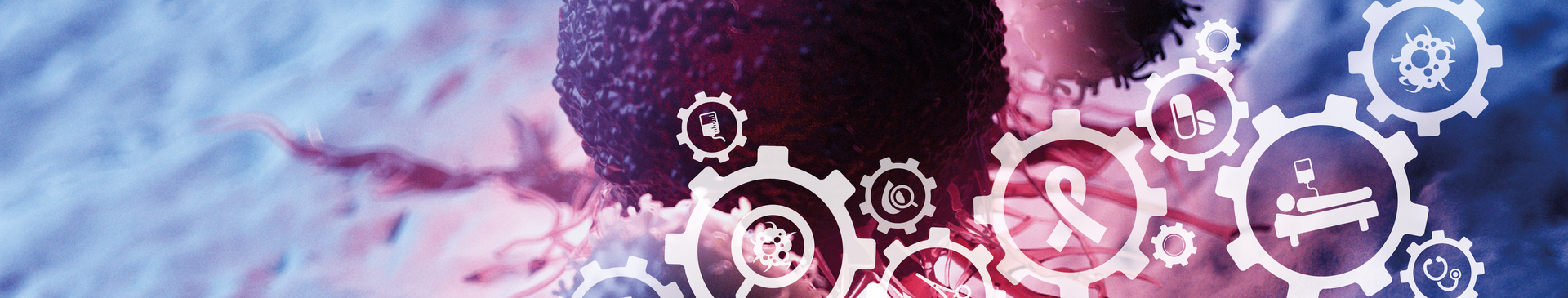 Bild einer Krebszelle mit grafischen Elementen