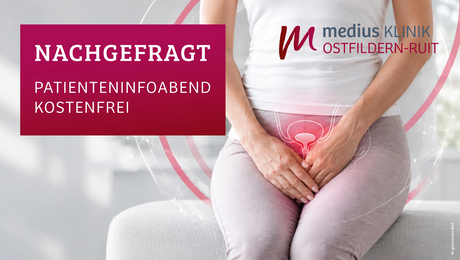 Beckenboden einer Frau mit rotem Symbol der Blase