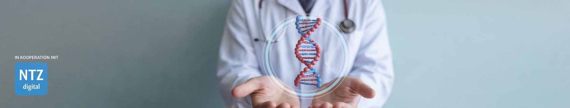 Arzt hält DNA Modell in den Händen als Symbol der personalisierten Krebstherapie an den medius KLINIKEN
